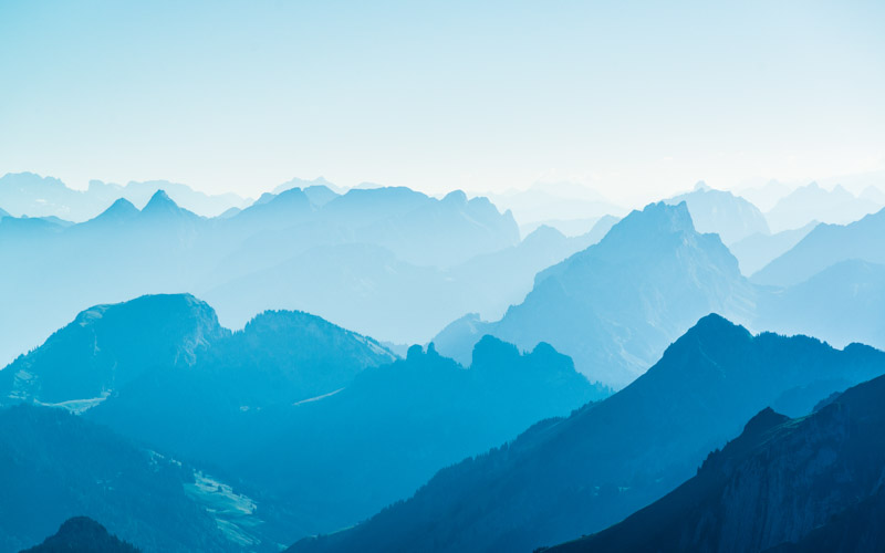Alpstein Switzerland Mountain Range Landscape Foggy Aerial Wallpaper