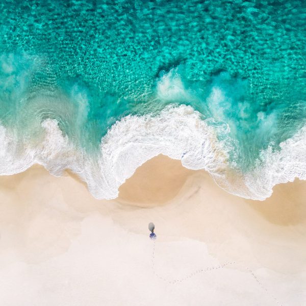 Beach Alone Relax Summer Aerial View Ios 10 Stock Wallpaper