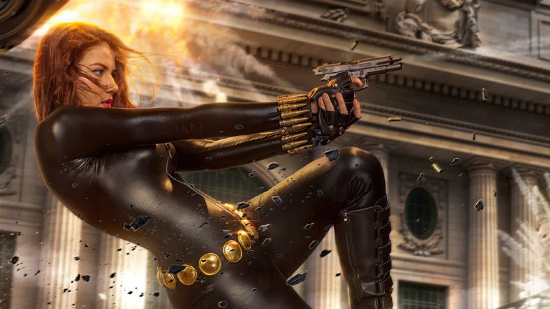 Black Widow Killing The Enemies 5120X2880 Postercastle.Com Wallpaper