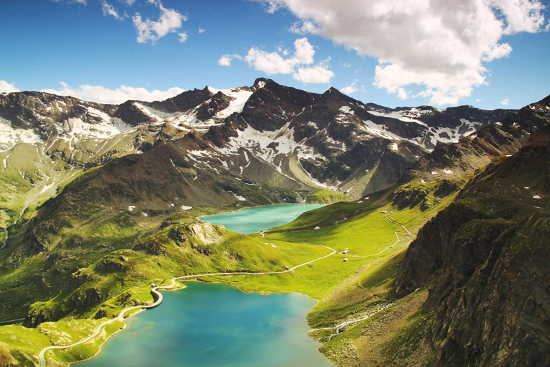 Ceresole Reale Summer Mountains Lake Sunny Day Landscape Wallpaper