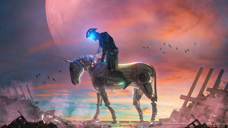 Cyborg Horse Digital Art Cyborg Horse Cloud 5120X2880 Postercastle.Com Wallpaper
