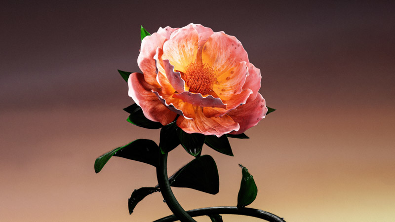 Digital Flower Dew Wallpaper