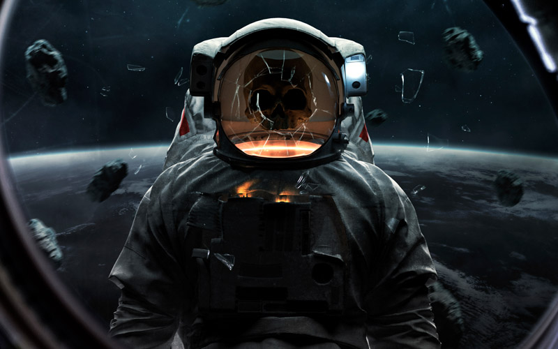 Ghost Skull Astronaut Spacesuit Death Horror Outer Space Wallpaper