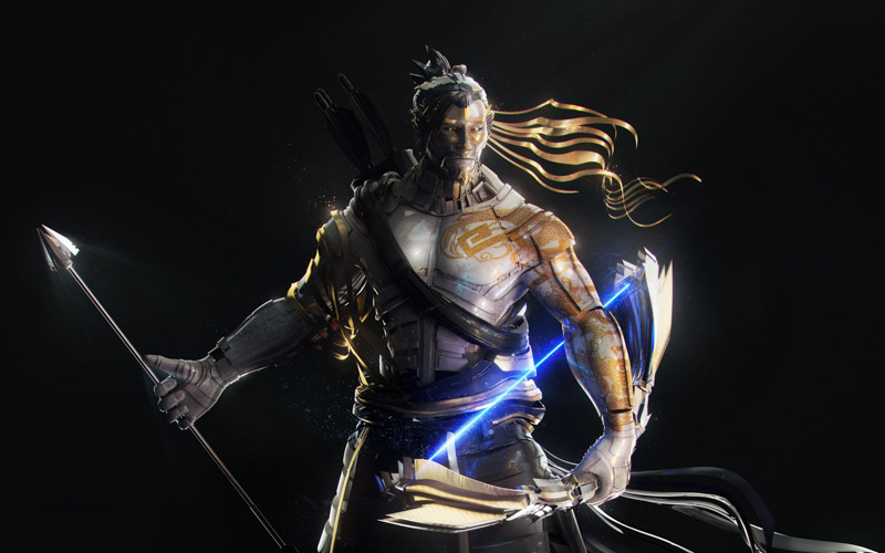 Hanzo Overwatch Dark Background Wallpaper