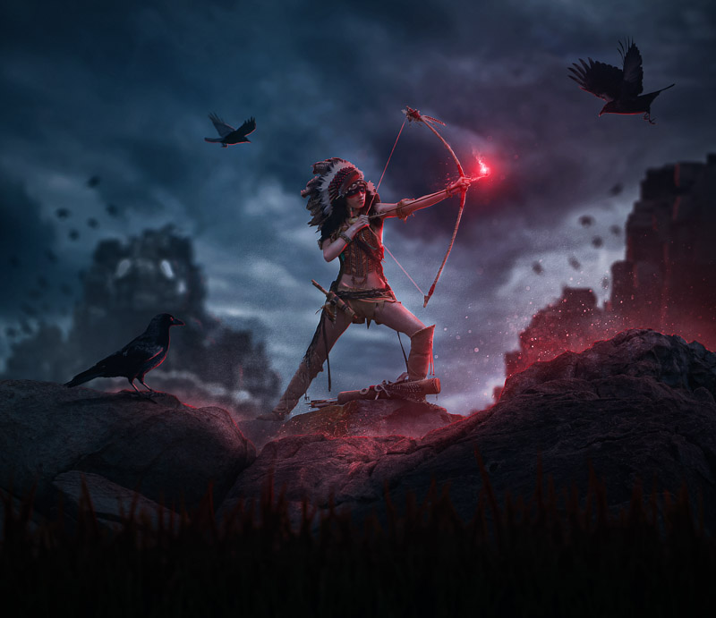 Native American Tribal Arrow Archer Hunter Crows Wallpaper