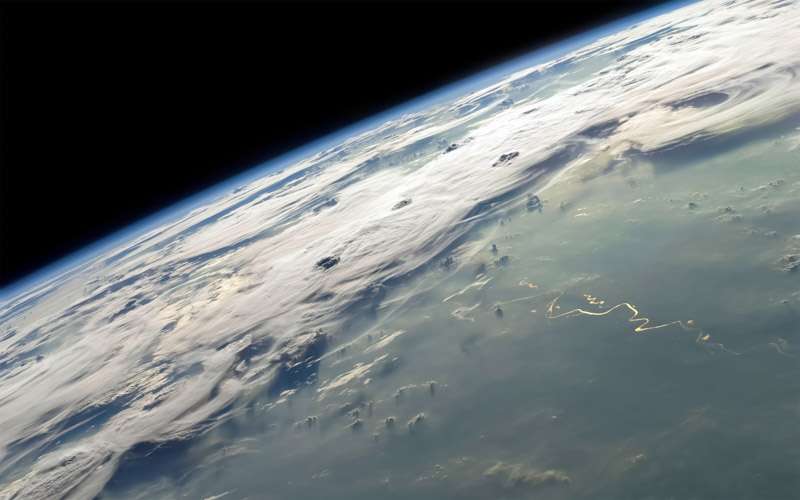 Os X Mountain Lion Earth Horizon Cosmos Stock Wallpaper