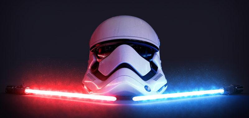 Stormtrooper Lightsaber Dark Background Glowing Cgi Wallpaper