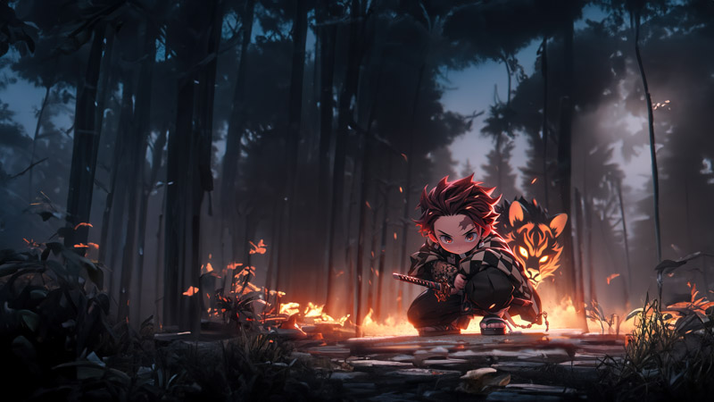 Tanjiro Kamado Cute Anime Wallpaper